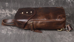 LEATHER MENS COOL SLING BAG CROSSBODY BAG CHEST BAG FOR MEN