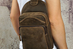 men's leather crossbody sling bag Leather Chest Bag For Men Cool Leather Sling Bag Mens Sling Crossbody Backpack