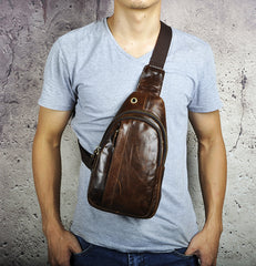 COOL LEATHER MENS SLING BAGs SLING CROSSBODY Backpack CHEST BAG FOR MEN