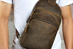 COOL LEATHER MENS SLING BAG SLING CROSSBODY Backpack CHEST BAG FOR MEN
