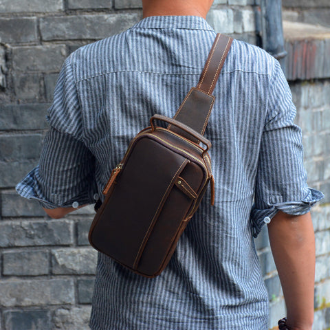 COOL LEATHER MENS SLING BAGs SLING CROSSBODY BAGs CHEST BAGs FOR MEN