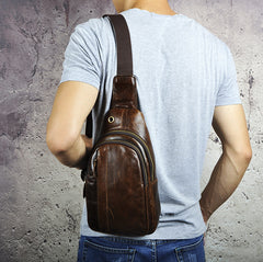 COOL LEATHER MENS SLING BAGs SLING CROSSBODY Backpack CHEST BAG FOR MEN