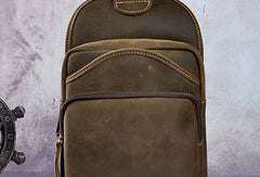 leather cross body sling bag Leather Chest Bag For Men Cool Leather Sling Bag Mens Sling Crossbody Backpack