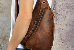 COOL LEATHER MENS SLING BAG SLING shoulder backpack CHEST BAG FOR MEN