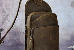 leather cross body sling bag Leather Chest Bag For Men Cool Leather Sling Bag Mens Sling Crossbody Backpack