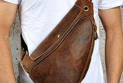 COOL LEATHER MENS SLING BAG SLING shoulder backpack CHEST BAG FOR MEN