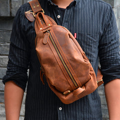 COOL LEATHER MENS SLING BAG SLING Shoulder BAG Chest Bag FOR MEN