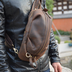 COOL LEATHER MENS SLING BAG SLING Shoulder BAG Chest Bag FOR MEN