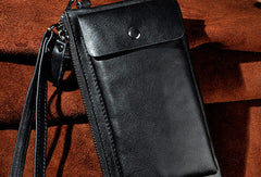 LEATHER MENS Clutch Wristlet Bag Phone Wallet FOR MEN