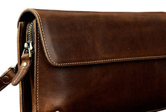 LEATHER MENS Large Brown Black Clutch Wristlet Bag FOR MEN