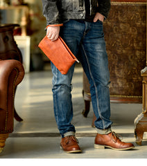 LEATHER MENS Wristlet Wallet Zipper Clutch FOR MEN