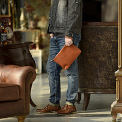 LEATHER MENS Wristlet Wallet Zipper Clutch FOR MEN