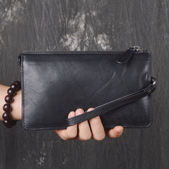 LEATHER MENS Wristlet Wallet Zipper Clutch FOR MEN