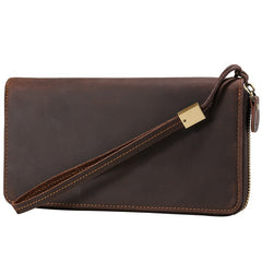 LEATHER MENS Wristlet Wallet Zipper Vintage Clutch FOR MEN