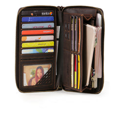 LEATHER MENS Wristlet Wallet Zipper Vintage Clutch FOR MEN