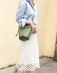 LEATHER WOMEN Bucket Purse Handbag SHOULDER BAG FOR WOMEN
