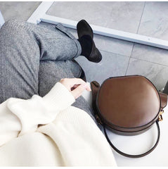 LEATHER WOMEN Circle Handbag Purse SHOULDER BAG Purse FOR WOMEN
