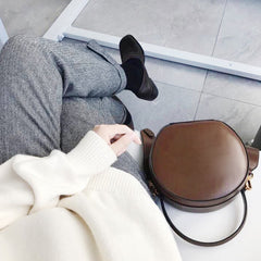 LEATHER WOMEN Circle Handbag Purse SHOULDER BAG Purse FOR WOMEN
