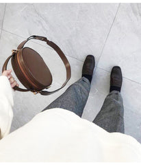 LEATHER WOMEN Circle Handbag Purse SHOULDER BAG Purse FOR WOMEN