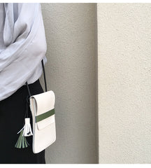 LEATHER WOMEN Small Phone SHOULDER BAG FOR WOMEN With Tassels