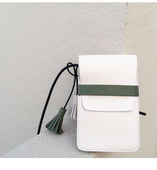 LEATHER WOMEN Small Phone SHOULDER BAG FOR WOMEN With Tassels