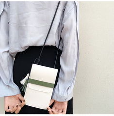 LEATHER WOMEN Small Phone SHOULDER BAG FOR WOMEN With Tassels