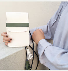 LEATHER WOMEN Small Phone SHOULDER BAG FOR WOMEN With Tassels