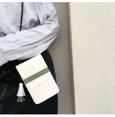 LEATHER WOMEN Small Phone SHOULDER BAG FOR WOMEN With Tassels