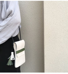 LEATHER WOMEN Small Phone SHOULDER BAG FOR WOMEN With Tassels