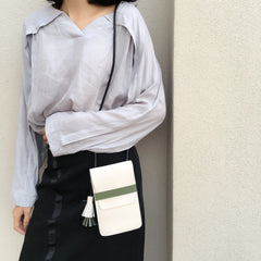 LEATHER WOMEN Small Phone SHOULDER BAG FOR WOMEN With Tassels