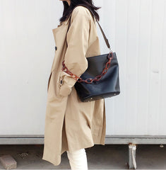 LEATHER WOMENs Black Bucket Purse SHOULDER BAG FOR WOMEN