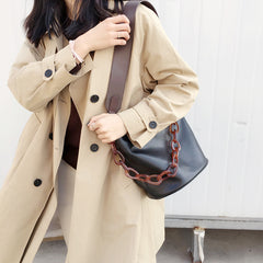 LEATHER WOMENs Black Bucket Purse SHOULDER BAG FOR WOMEN