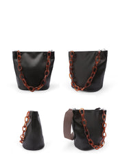 LEATHER WOMENs Black Bucket Purse SHOULDER BAG FOR WOMEN