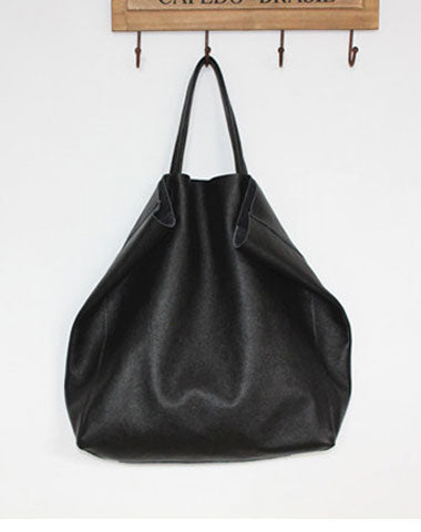 Genuine Leather Bag Handmade Black Tote Bag Shoulder Bag Handbag For Women - EverHandmade