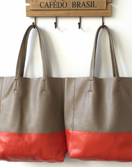 oversized leather tote​ Leather Tote Bag Two Tone Tote Bag Womens Two Tone Purse Leather Work Tote Bag