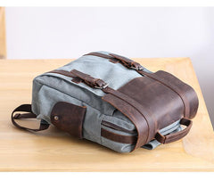 Lake Green Waxed Canvas Mens Large 14'' Laptop Backpack College Backpack Hiking Backpack for Men