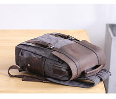 Lake Green Waxed Canvas Mens Large 14'' Laptop Backpack College Backpack Hiking Backpack for Men