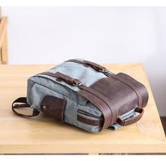 Lake Green Waxed Canvas Mens Large 14'' Laptop Backpack College Backpack Hiking Backpack for Men