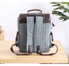 Lake Green Waxed Canvas Mens Large 14'' Laptop Backpack College Backpack Hiking Backpack for Men