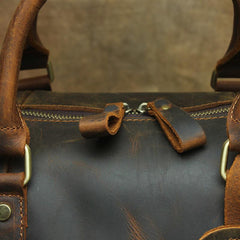 Large Leather Mens Barrel Overnight Bags Weekender Bag Travel Bags For Men