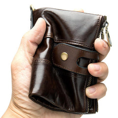 Cool Brown Leather Men's Biker Chain Wallet Black Small Wallet with Chain For Men