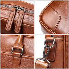 Vintage Brown Leather Men's Professional Briefcase 15‘’ Laptop Briefcase Work Handbag For Men