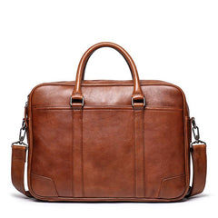 Vintage Brown Leather Men's Professional Briefcase 15‘’ Laptop Briefcase Work Handbag For Men