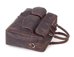 Vintage Brown Leather Men's 15'' Computer Briefcase Handbag Professional Briefcase For Men