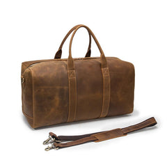 Vintage Brown Leather Men's Travel Bag Overnight Bag Weekender Bag For Men