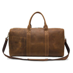 Vintage Brown Leather Men's Travel Bag Overnight Bag Weekender Bag For Men