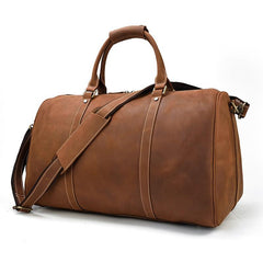 Vintage Brown Leather Men's Overnight Bag Weekender Bag Brown Travel Bag Handbag For Men