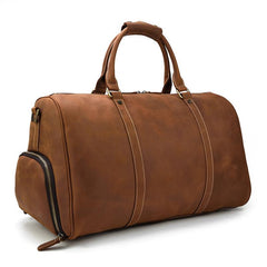 Vintage Brown Leather Men's Overnight Bag Weekender Bag Brown Travel Bag Handbag For Men