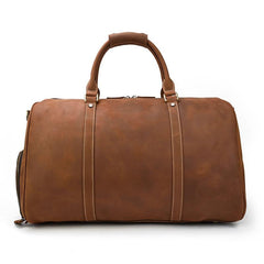 Vintage Brown Leather Men's Overnight Bag Weekender Bag Brown Travel Bag Handbag For Men