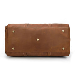Vintage Brown Leather Men's Overnight Bag Weekender Bag Brown Travel Bag Handbag For Men